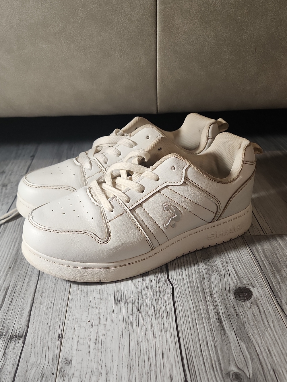 Kids Cream Lace-Up Sneakers with Padded Support